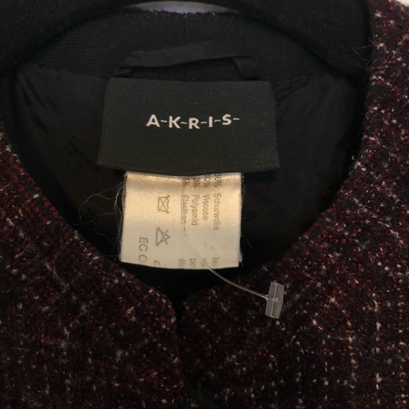 AKRIS Blazer Jacket Women’s Size 6 Tweed Long Button Front Burgundy Multicolor - Picture 5 of 14